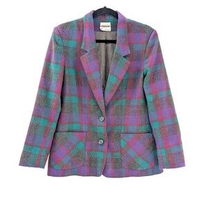 Country Suburbans Vintage Colorful Purple Teal Grandpa Blazer Jacket M/L